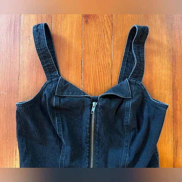 NWT Madewell Denim Zip-Front Sleeveless Jumpsuit in Tarrybrook Wash - 6 - Black - Picture 7 of 12